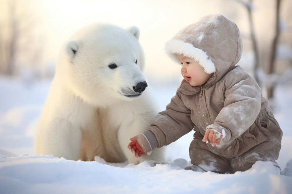 Cute baby polar mammal animal photo.