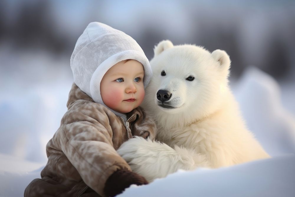 Cute baby polar mammal animal photo.
