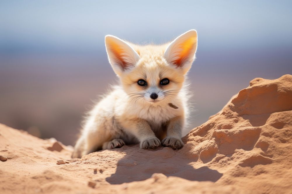 Cute fennec fox wildlife animal mammal.