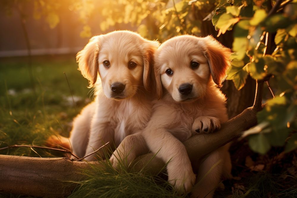 Cute golden retriever puppy animal mammal dog.