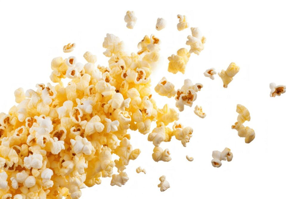 Popcorn snack food white background.