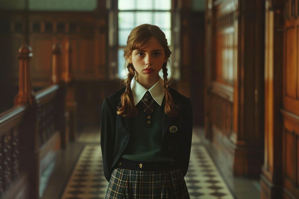 Girl portrait photo school uniform.