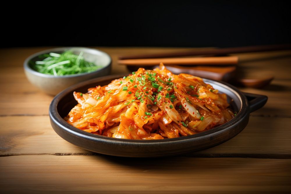 Korean kimchi dish table food meal.