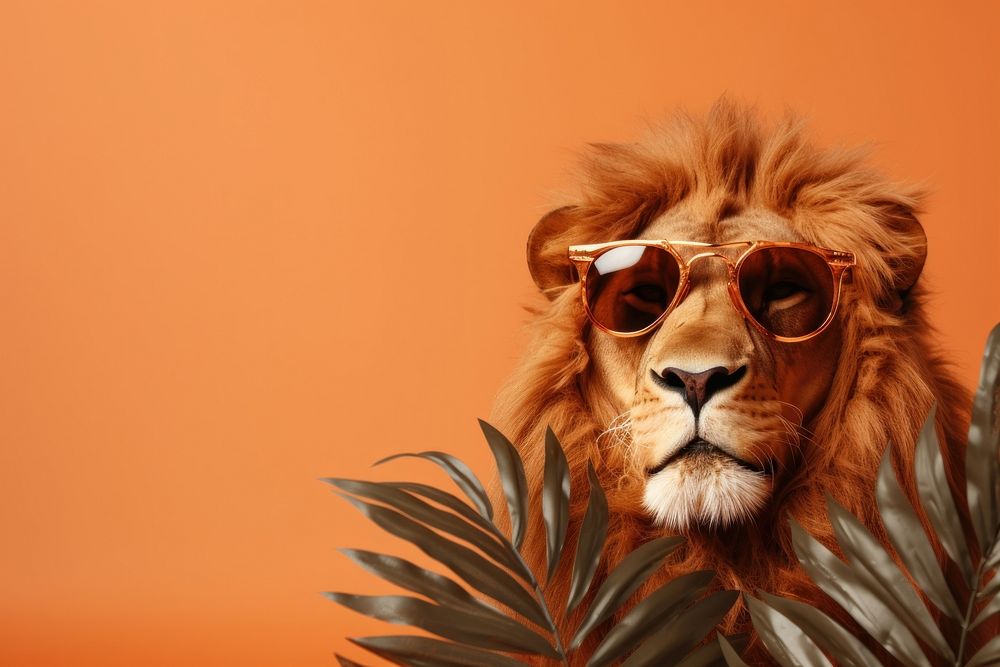 Lion with sunglasses wildlife mammal animal.