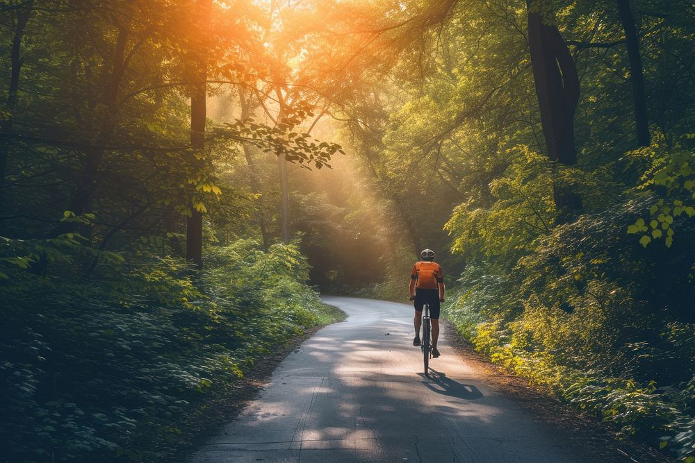 Man cycling outdoors bicycle nature.