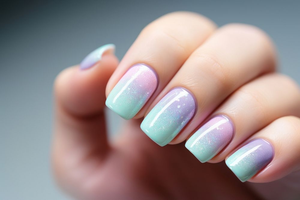 Pastel nail bottle cosmetics manicure hand.