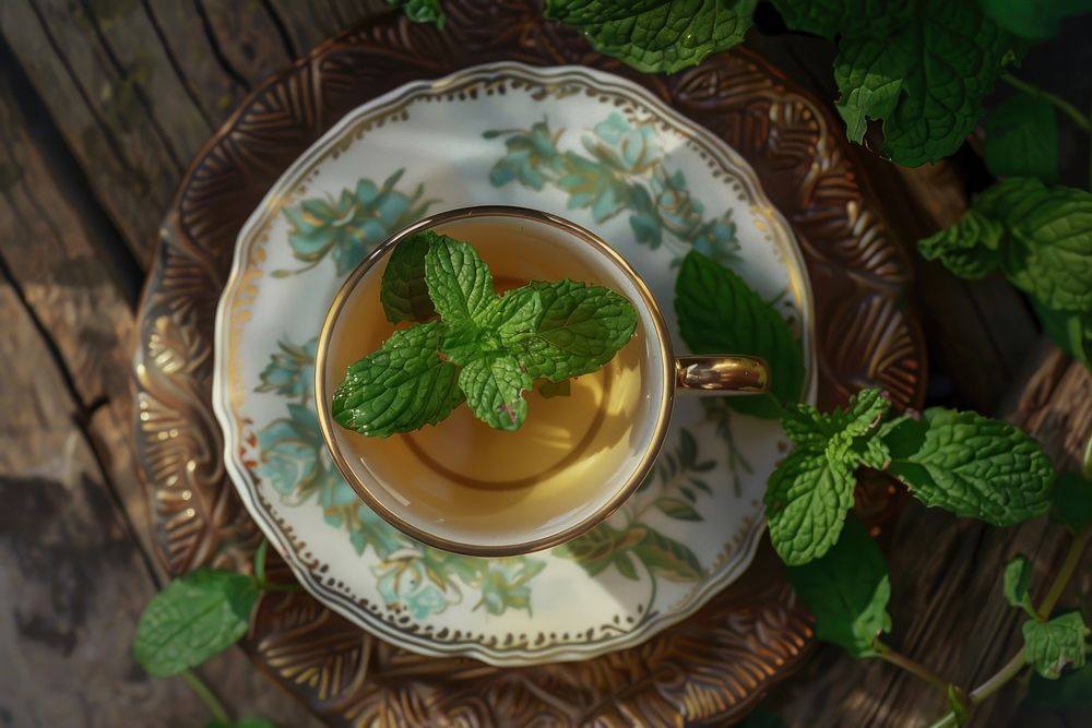 Peppermint tea drink plant herbs.