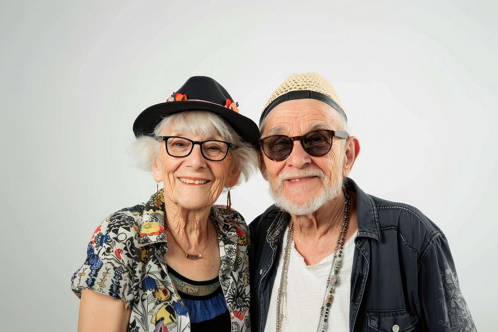 Senior couple sunglasses portrait adult.