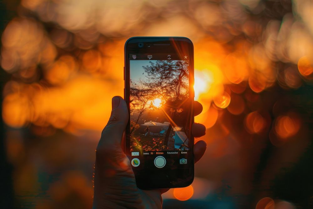 Sunrise photo phone photographing.