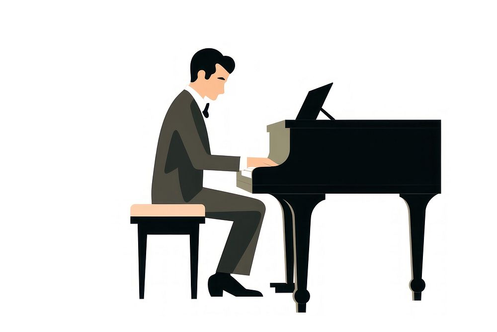 Pianist sticker musician flat pianist keyboard piano.