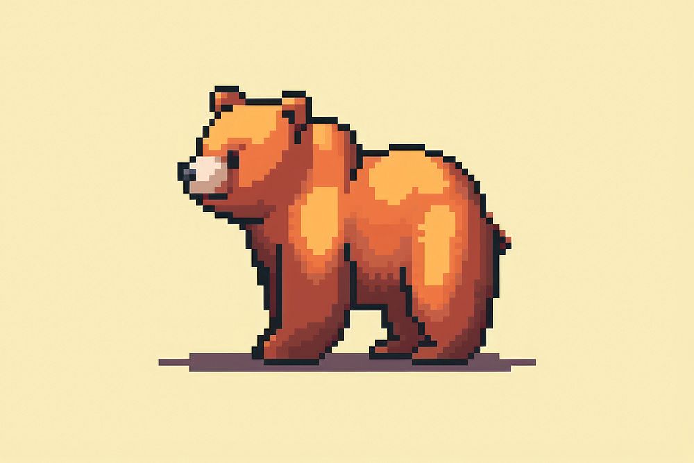 Bear pixel mammal art representation.