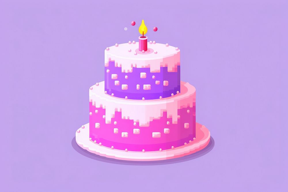 Birthday cake pixel dessert food celebration.