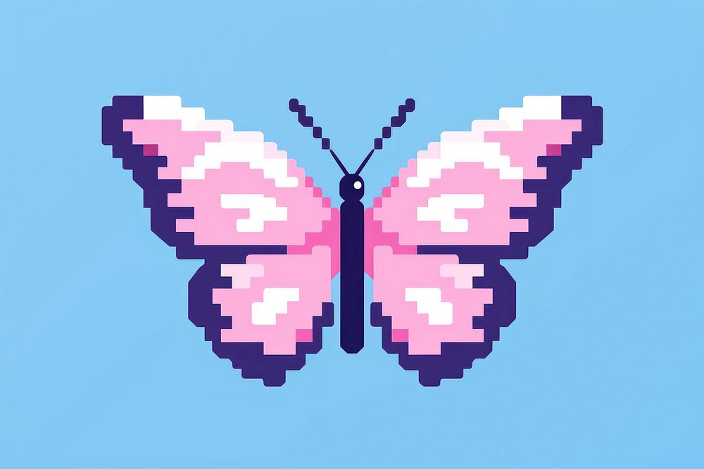 Butterfly flying pixel graphics insect art.