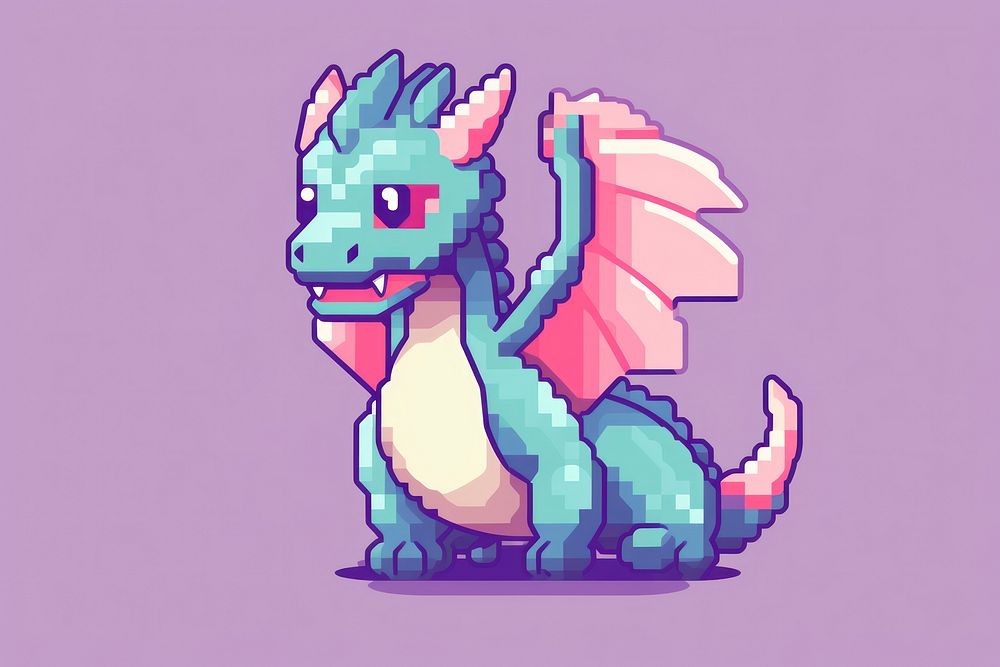 Dragon pixel cartoon representation creativity.