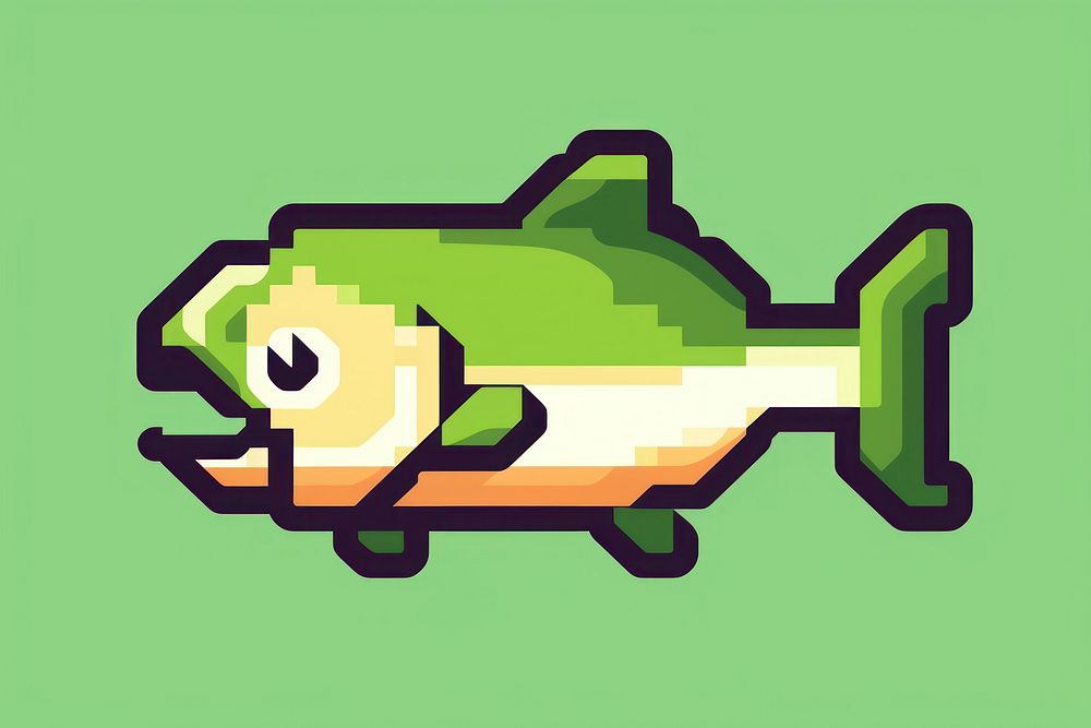 Fishing pixel animal pixelated amphibian.
