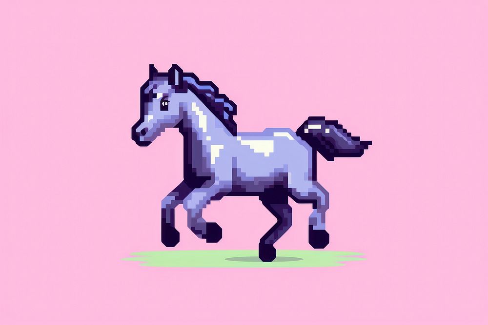 Horse running pixel animal mammal art.