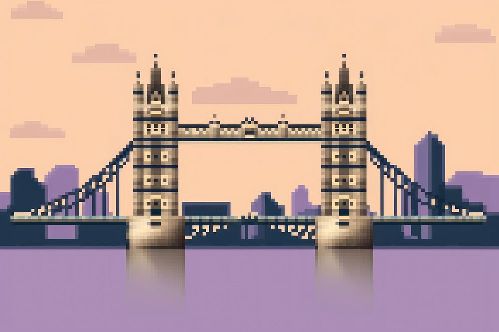 London bridge pixel architecture city reflection.