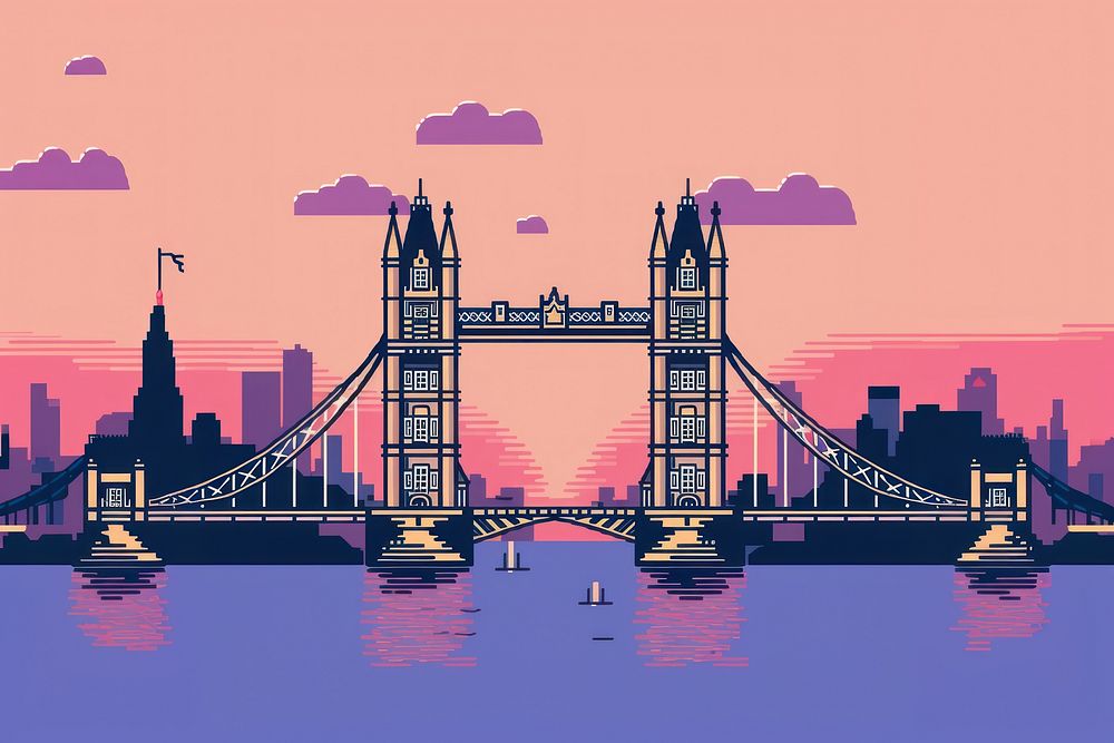 London bridge pixel architecture cityscape building.