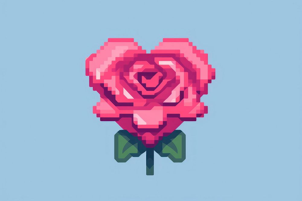 Rose and letter pixel art graphics pattern.