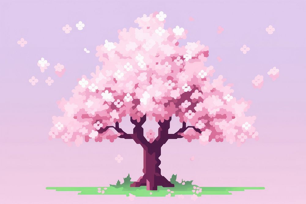 Sakura tree pixel blossom flower plant.