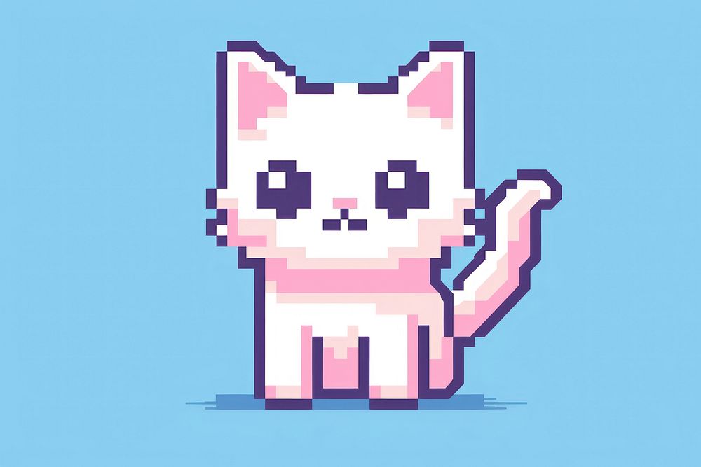 Smile cat pixel mammal cute pet.