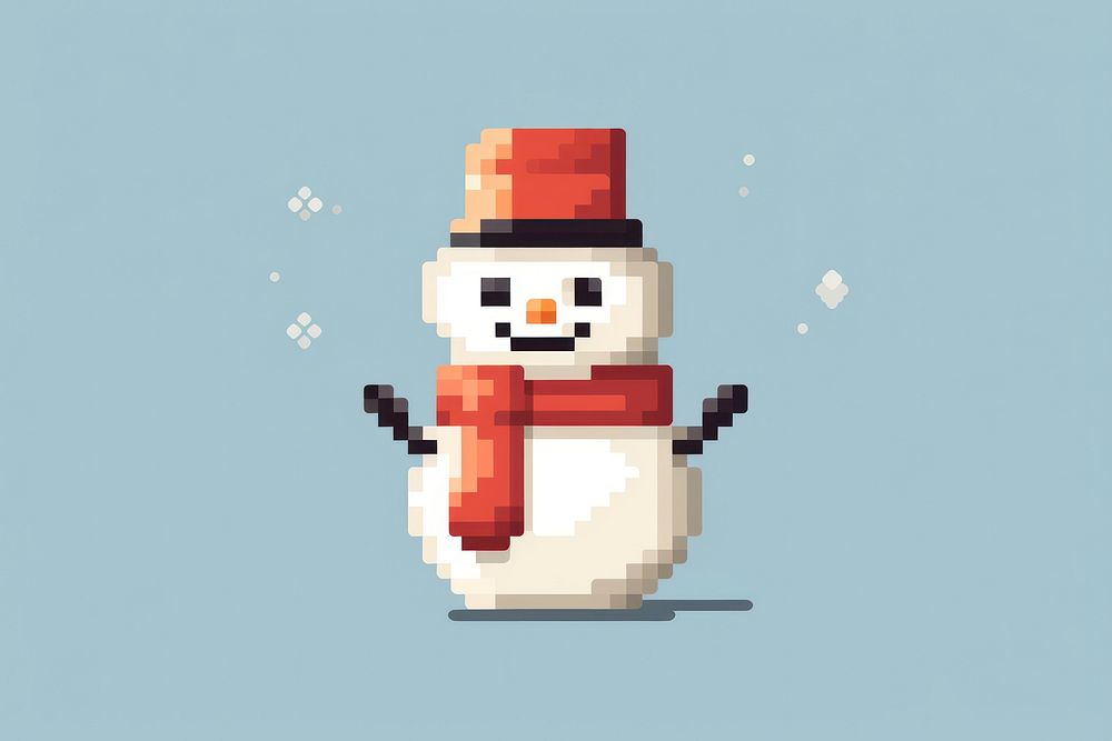 Snowman pixel winter representation clapperboard.
