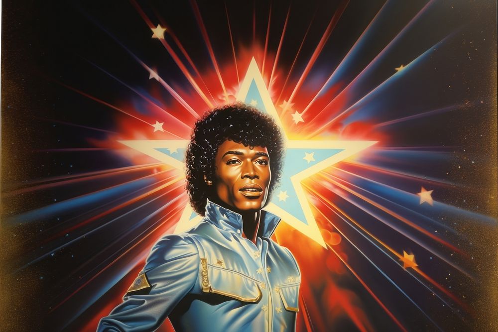Airbrush art of a blackman portrait star photography.