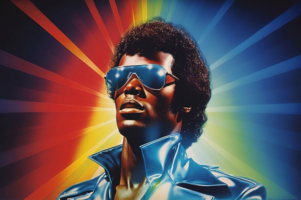 Airbrush art of a cool blackman sunglasses portrait adult.
