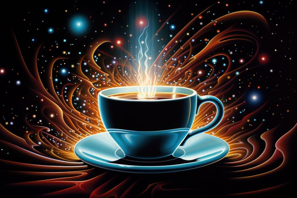 Airbrush art of a coffee cup drink light mug.