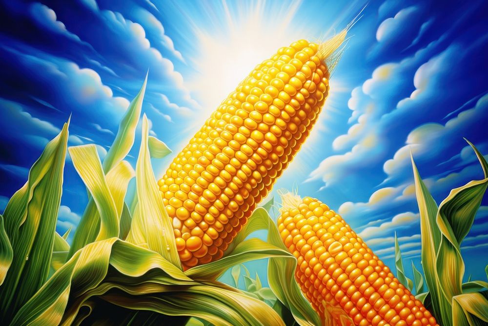 Airbrush art of a corn plant food agriculture.