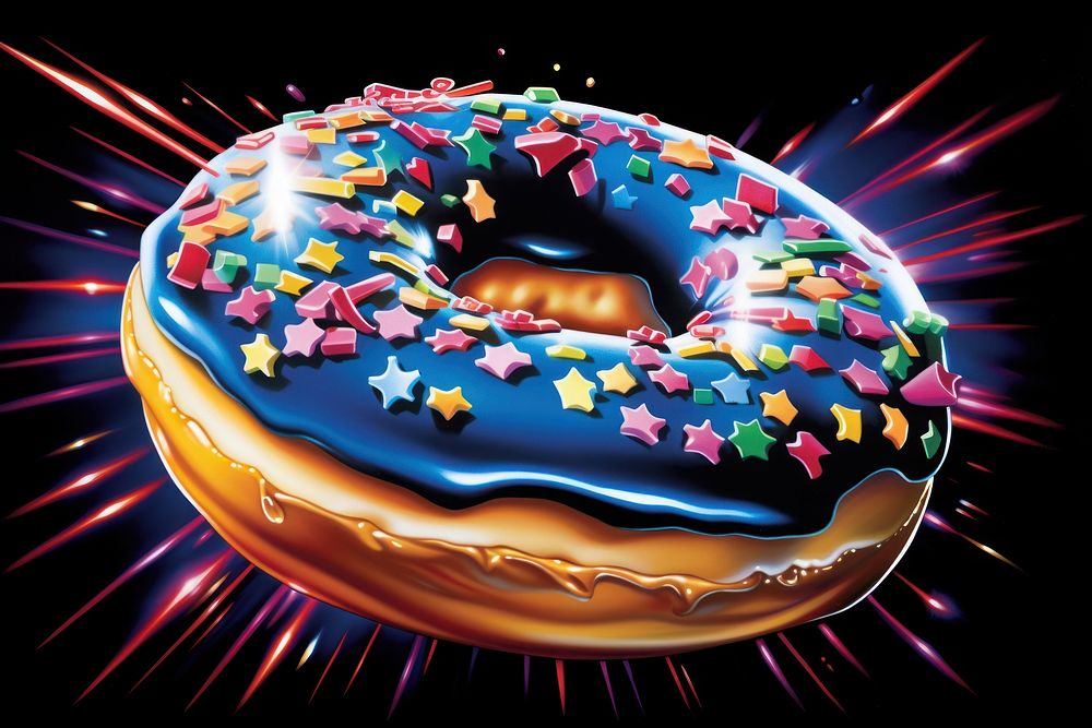 Airbrush art of a donut dessert food cake.