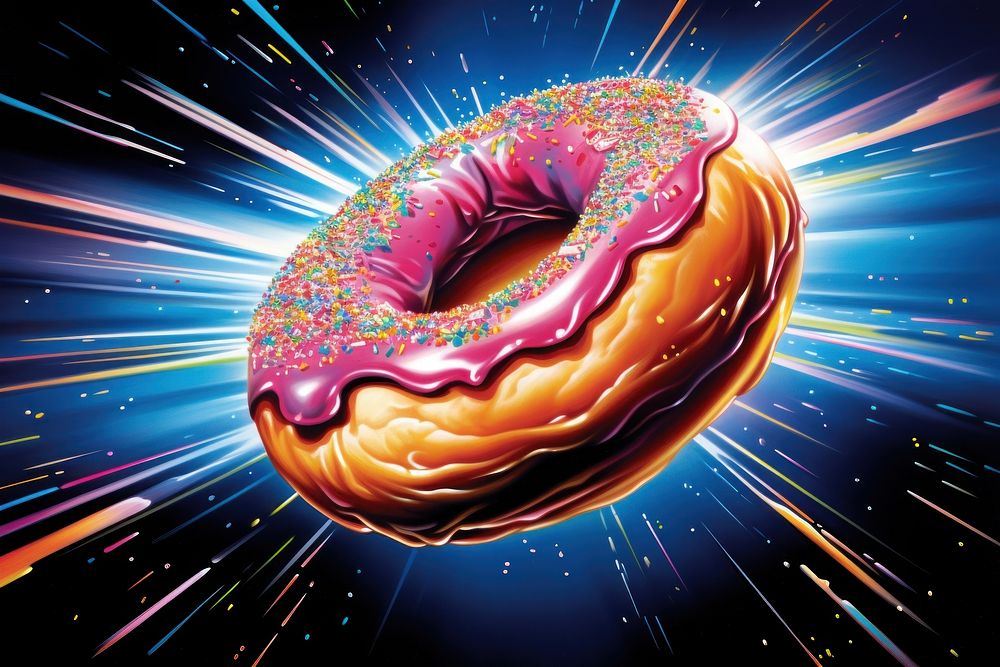 Airbrush art of a donut dessert food confectionery.