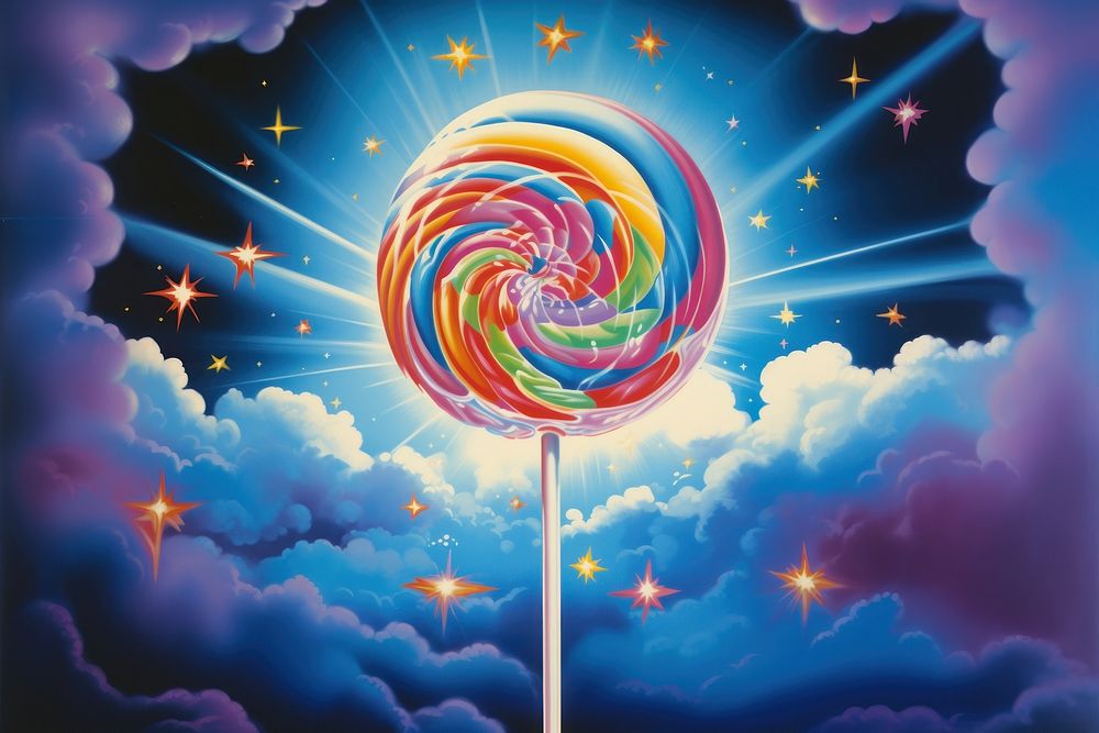 Airbrush art of a lolipop lollipop candy confectionery.