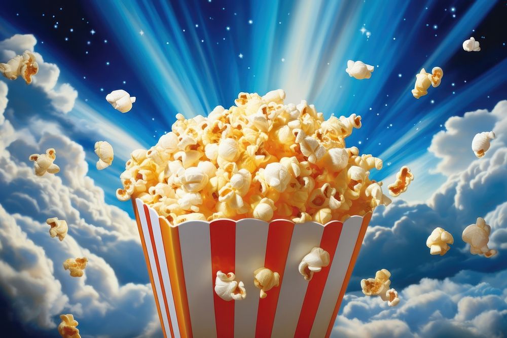 Airbrush art of a pop corn popcorn snack food.