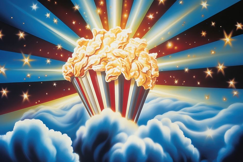 Airbrush art of a pop corn light star backgrounds.