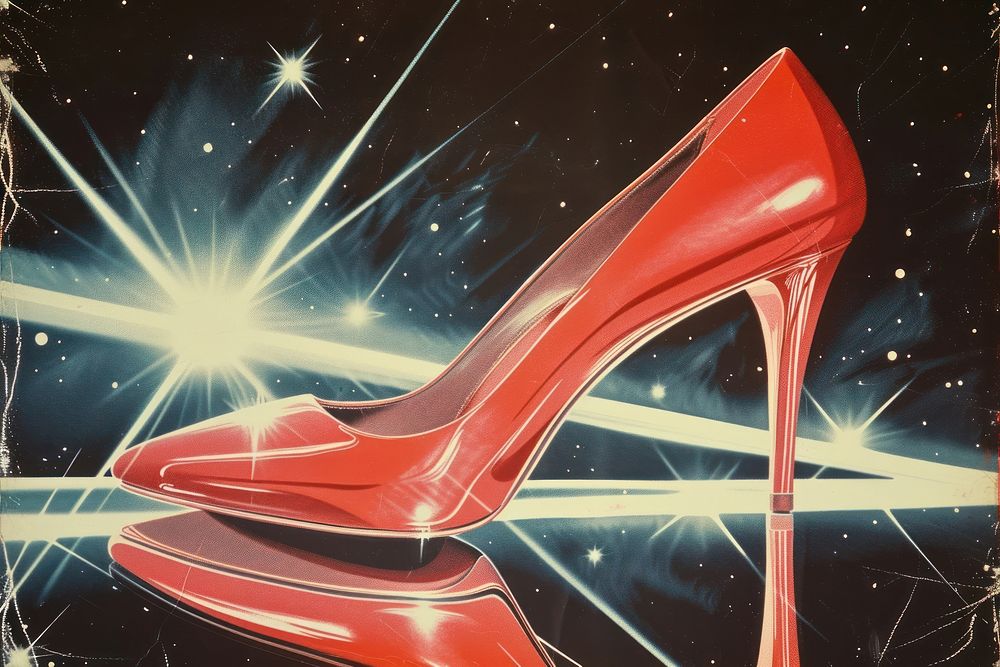 Simple expensive luxury pair of red high heels footwear shoe star.