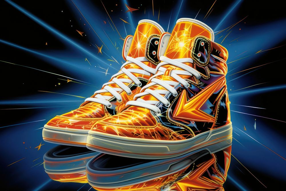 Airbrush art of a sneakers footwear shoe clothing.