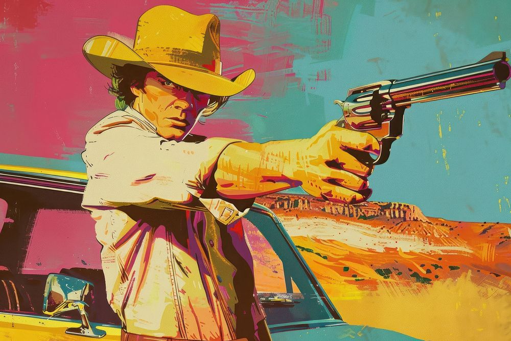Country movie handgun poster adult.