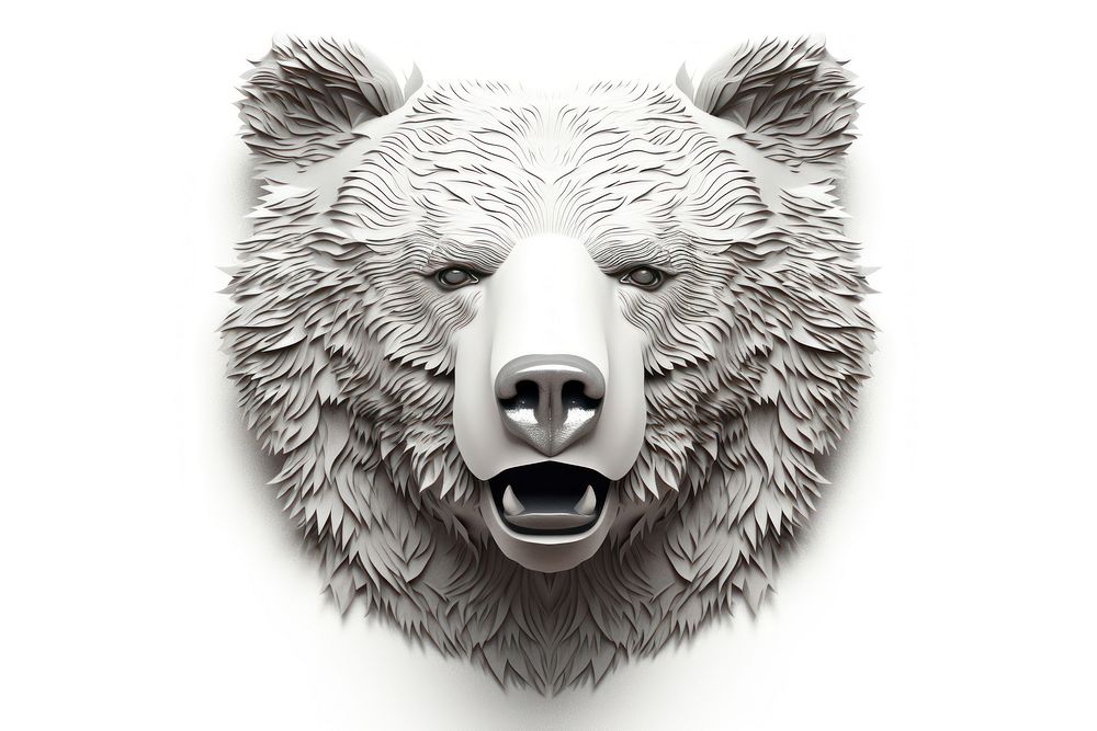 3d bear face mammal white white background.