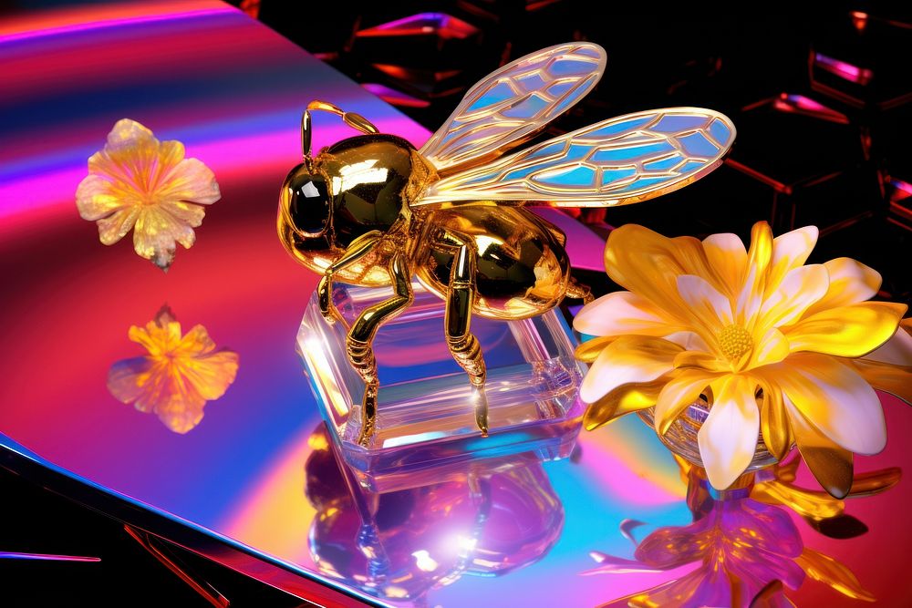 3d model bee on flower graphics insect animal.