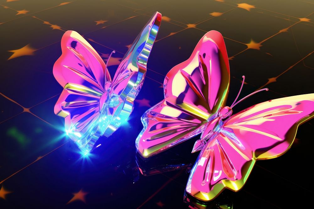3d model butterfly graphics purple illuminated.