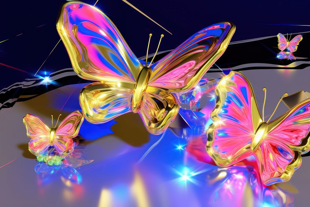 3d model factory butterfly graphics purple illuminated.