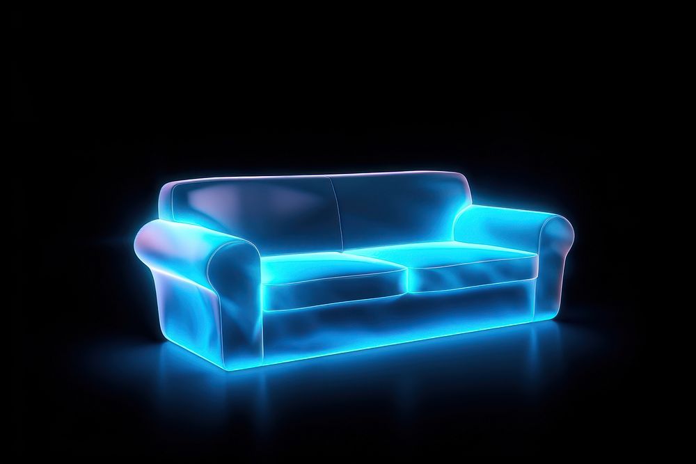 3d render of glowing sofa furniture light chair.
