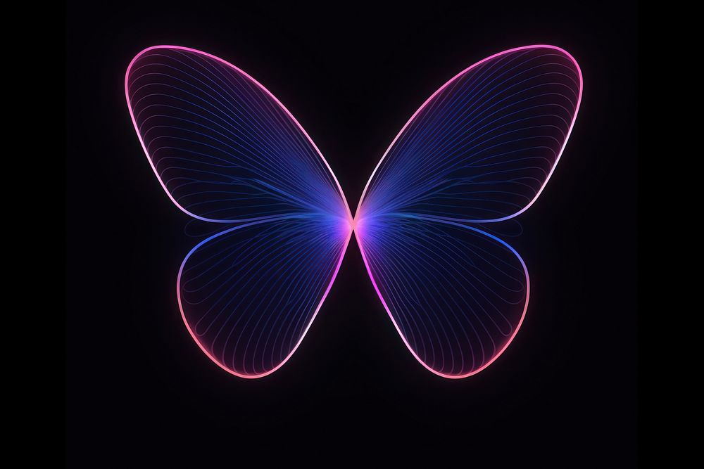 Neon butterfly wireframe light neon nature.
