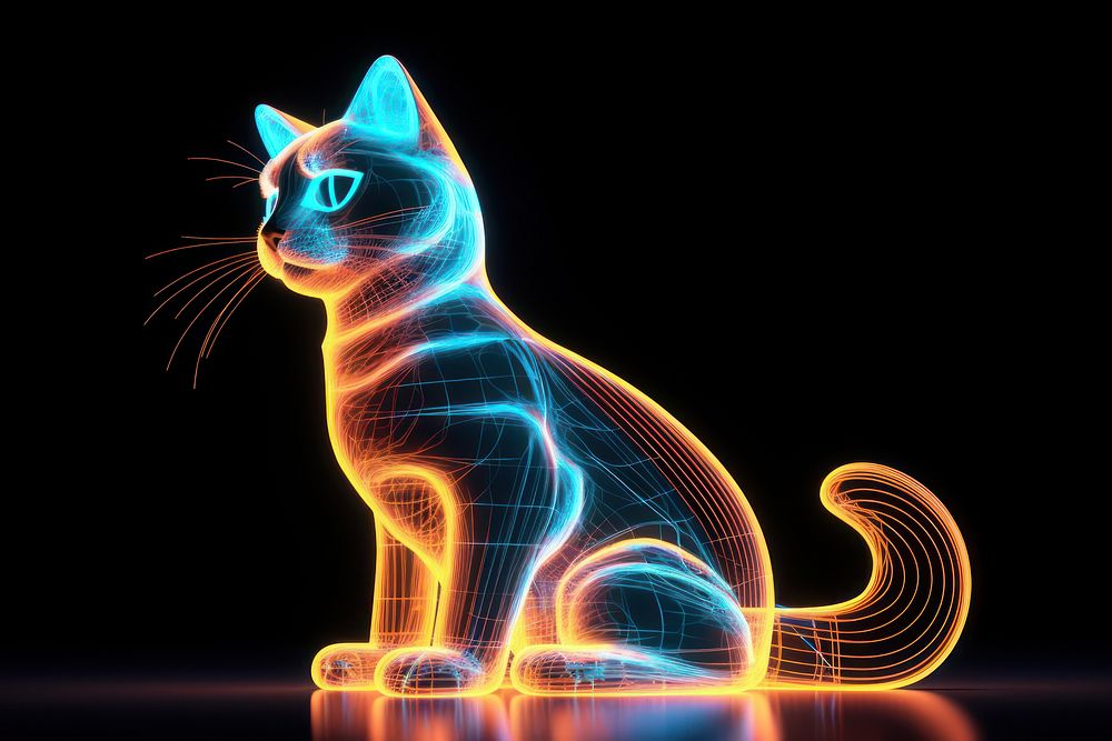 Neon cat wireframe light animal mammal.