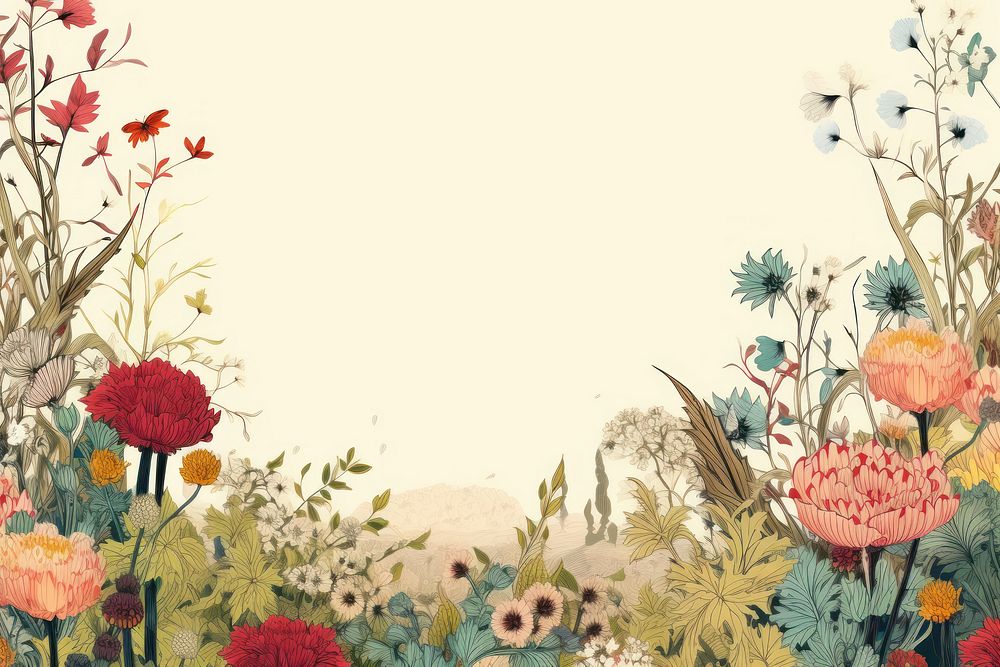Wildflower border backgrounds pattern plant.