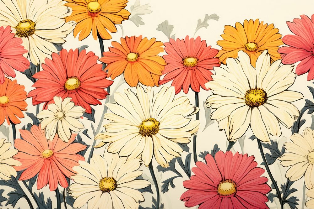 Ukiyo-e art daisy backgrounds pattern flower.