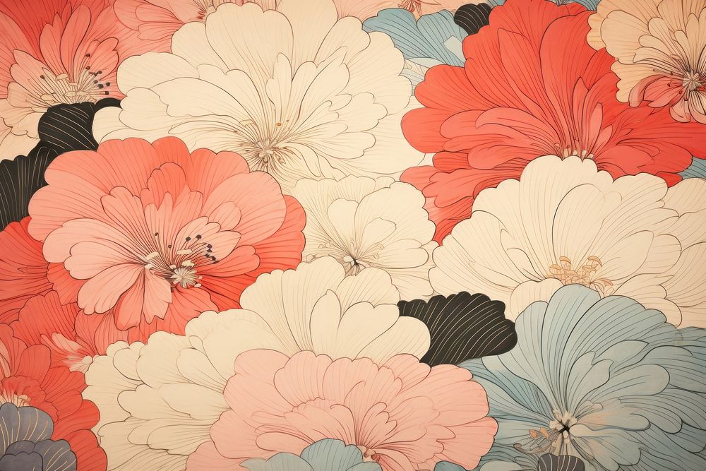 Ukiyo-e art petal backgrounds pattern flower.