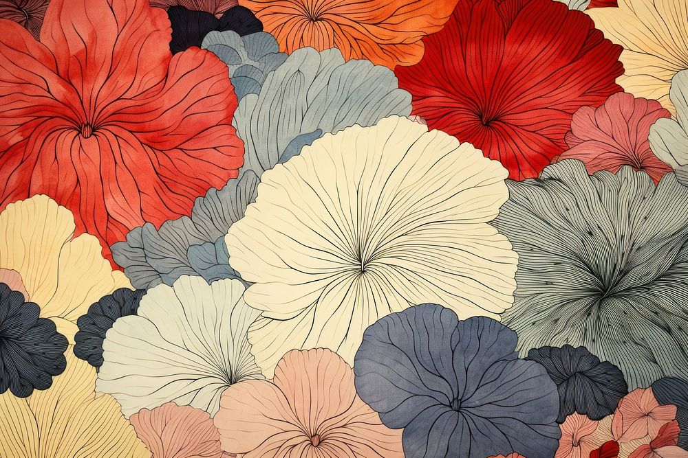 Ukiyo-e art petal backgrounds pattern flower.