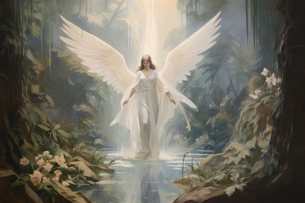 Angel painting adult representation.